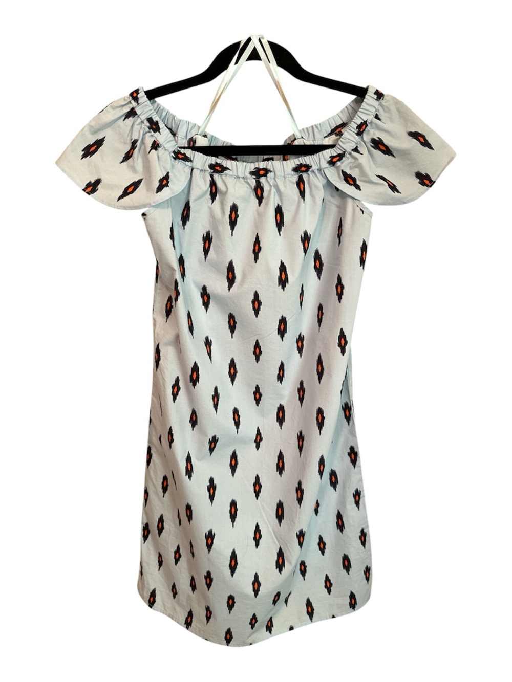 JCREW Ikat Print Off the Shoulder Dress Light Blue